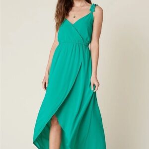 Jack by BB Dakota Ruffle & Cut Wrap Midi green Dress size XS